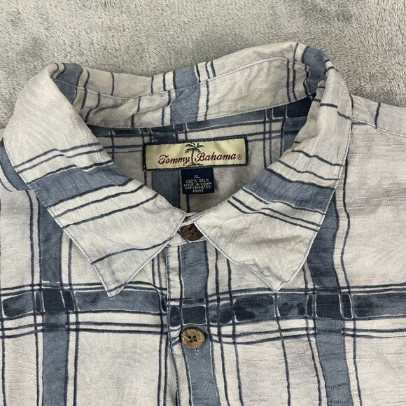 Tommy Bahama Mens 100% Silk Tropical Trees Striped AOP Camp Hawaiian Shirt XL - Picture 5 of 10